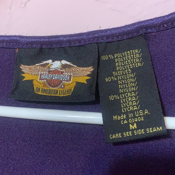 Harley Davidson cropped purple velvet long sleeve top size M 🌻 - Picture 2 of 4